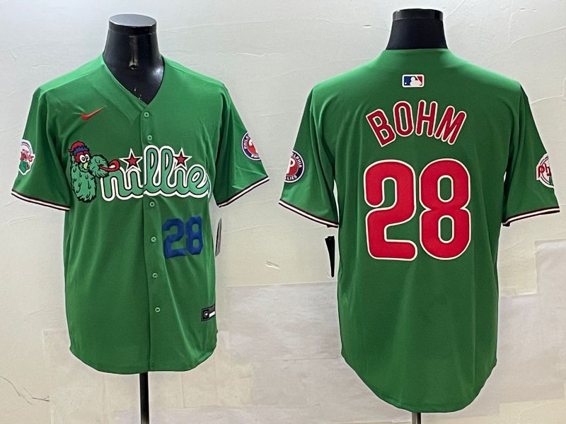 Men Philadelphia Phillies #28 Bohm Green Three generations Joint Name Game 2025 Nike MLB Jersey style 3->philadelphia phillies->MLB Jersey
